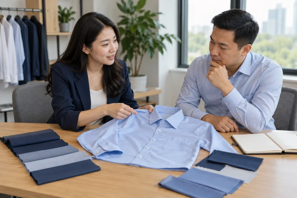 Tư vấn phương án áo sơ mi đồng phục theo brief doanh nghiệp