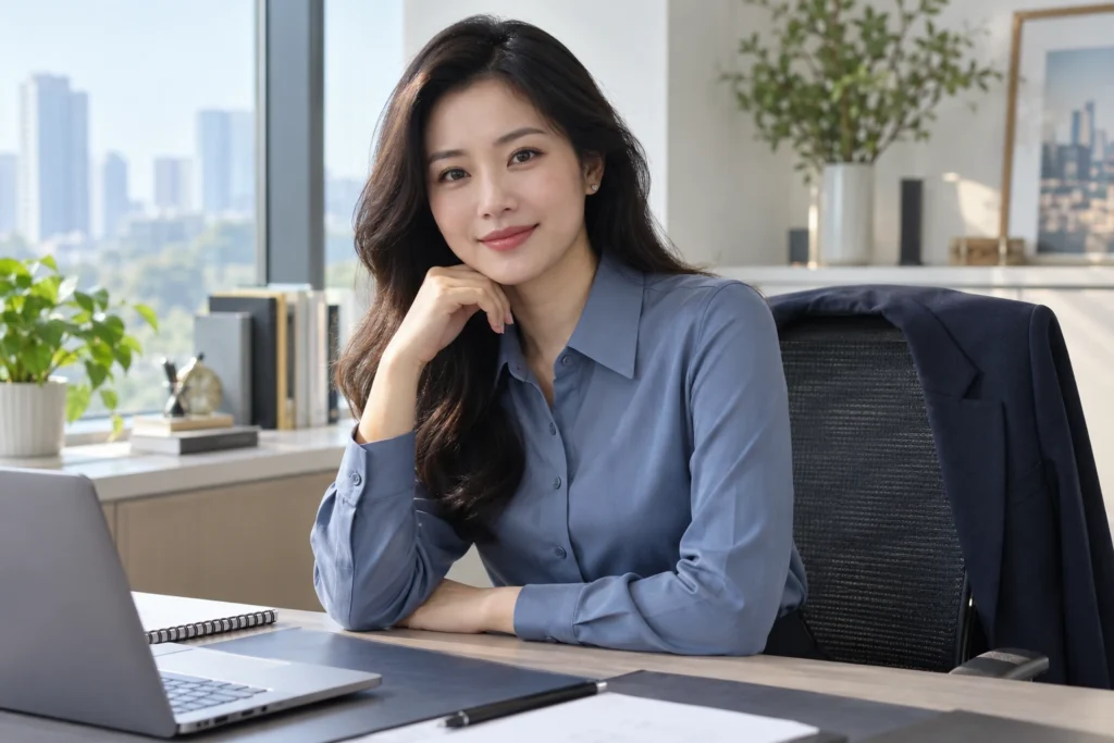 Áo sơ mi công sở cổ Đức trong bộ trang phục gọn