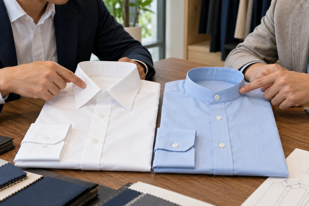 Hai mẫu cổ áo đặt cạnh nhau để duyệt nhận diện