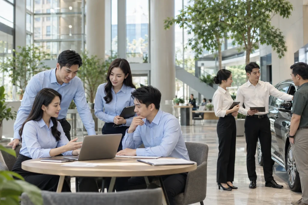 Nhân viên trong các môi trường làm việc mặc sơ mi đồng phục