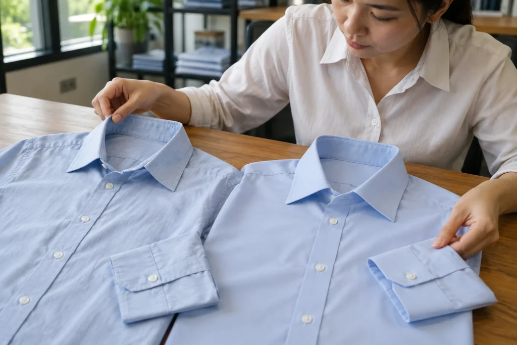 Đối chiếu áo sơ mi cũ khi đặt bổ sung