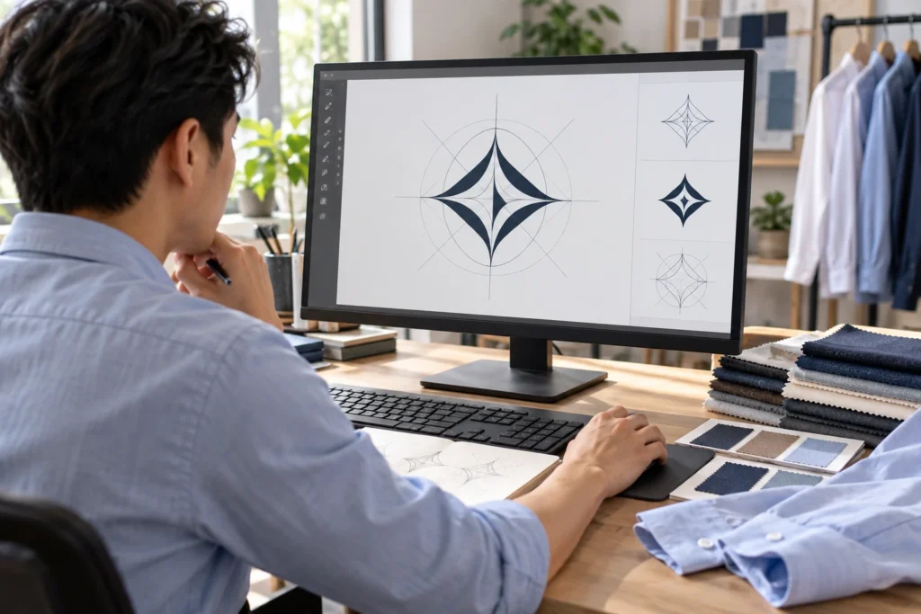 Người thiết kế kiểm tra chi tiết nhỏ trong file logo