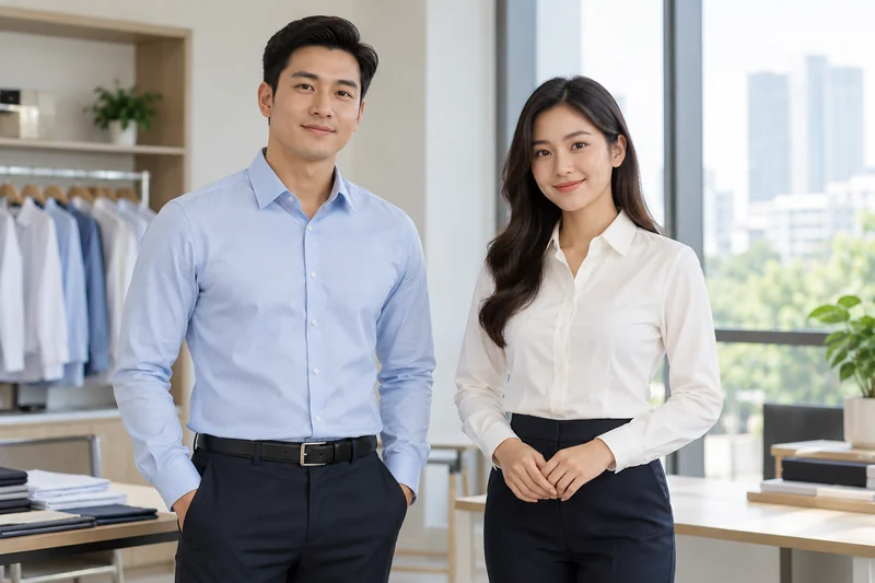 Chọn form áo sơ mi đồng phục nam nữ