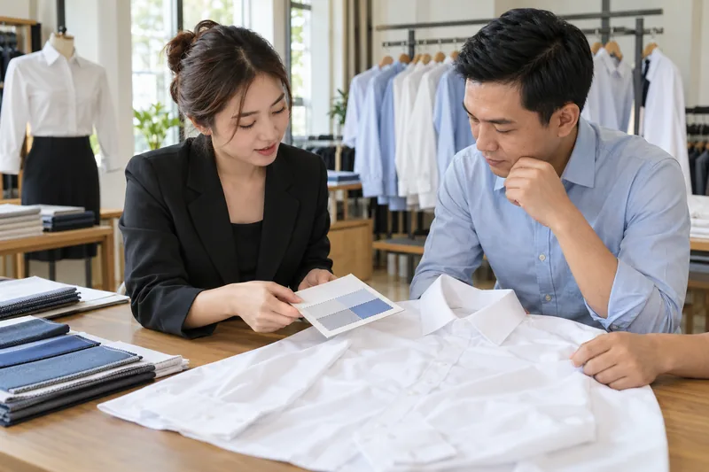 Duyệt mẫu áo sơ mi đồng phục trước khi đặt may