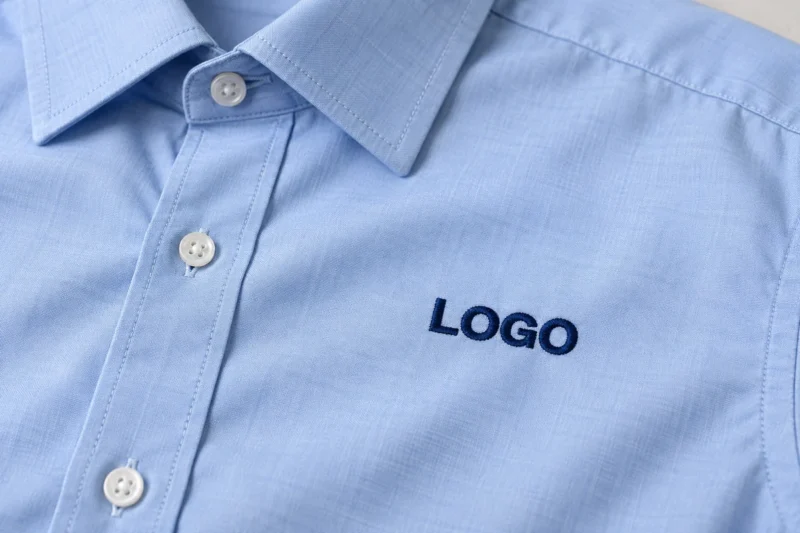 Duyệt mẫu logo thêu trên áo sơ mi đồng phục