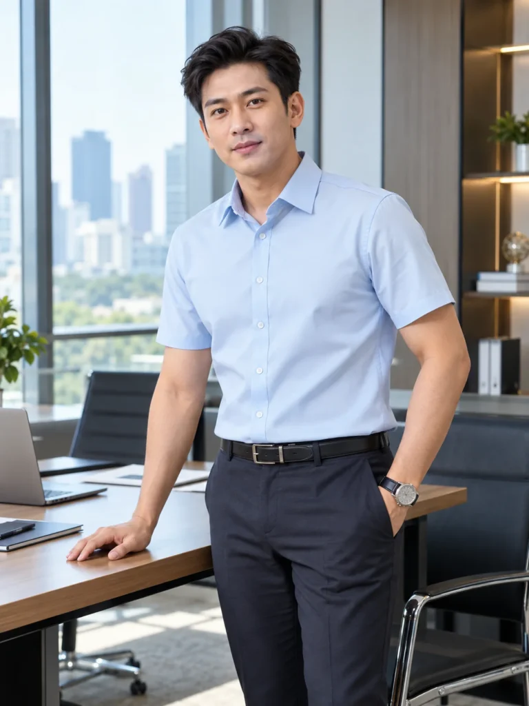 SM03 - Áo sơ mi nam xanh nhạt tay ngắn - Ảnh đại diện
