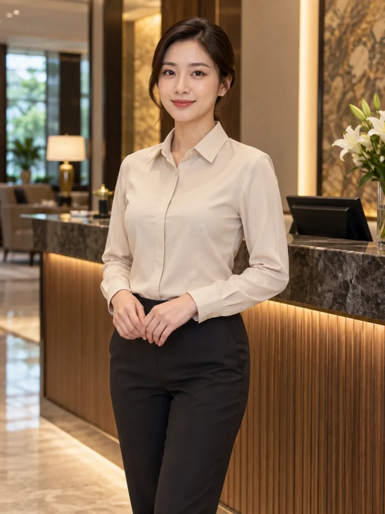 SM08 - Áo sơ mi nữ lễ tân màu be - Ảnh đại diện