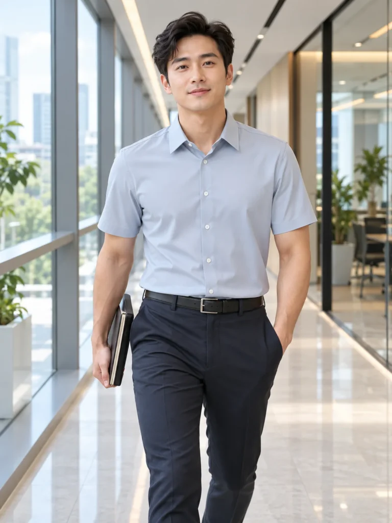 SM09 - Áo sơ mi nam văn phòng xanh xám tay ngắn - Ảnh đại diện