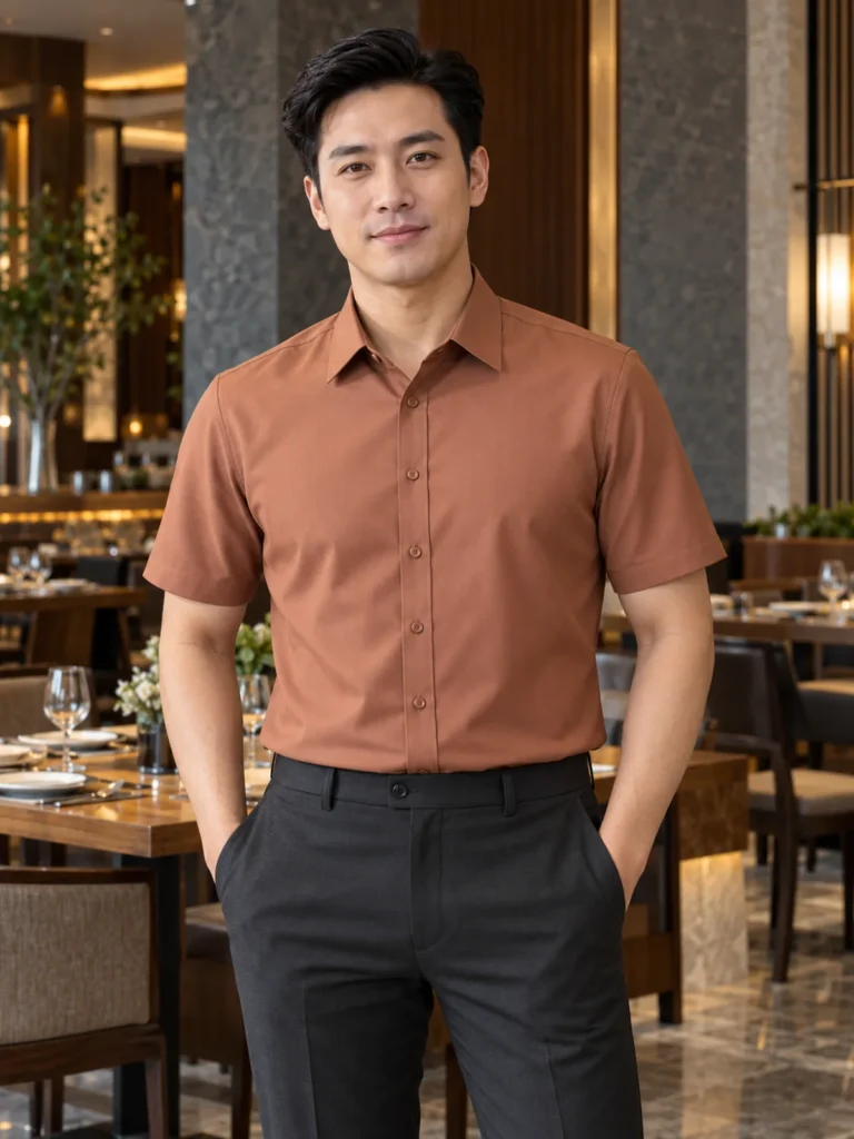 SM11 - Áo sơ mi nam nhà hàng màu nâu đất - Ảnh đại diện
