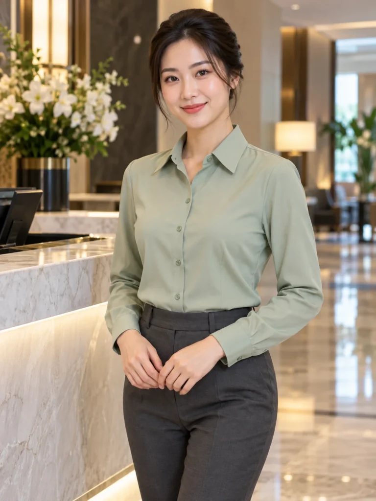 SM12 - Áo sơ mi nữ khách sạn xanh sage - Ảnh đại diện
