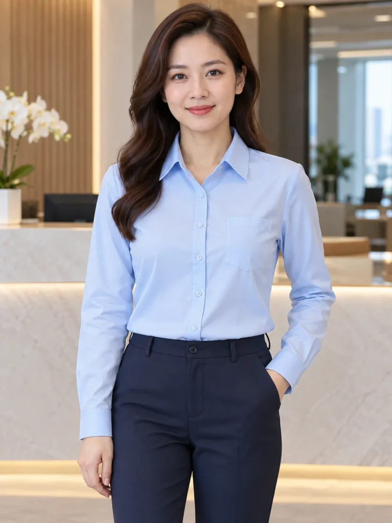 SM16 - Áo sơ mi nữ túi ngực gọn xanh nhạt - Ảnh đại diện