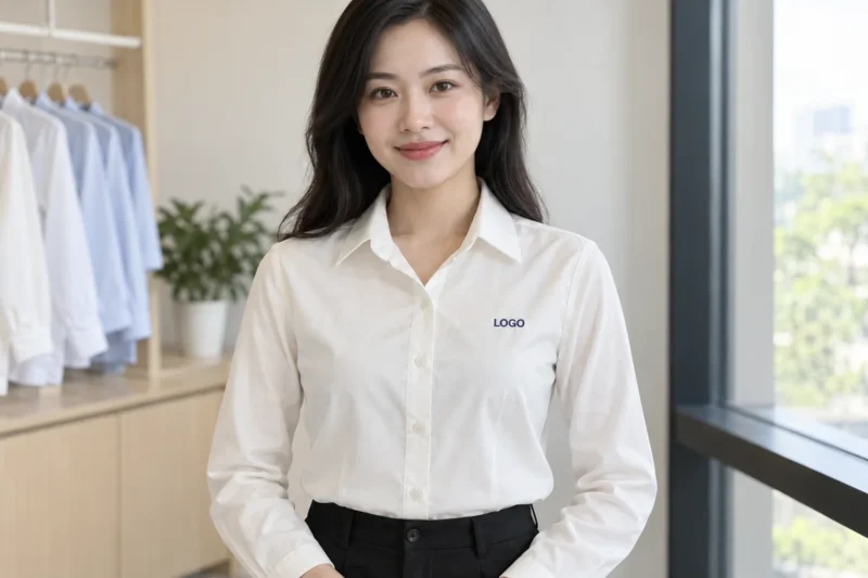 Vị trí logo trên áo sơ mi đồng phục